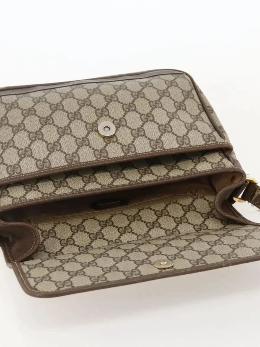 GUCCI GG Supreme Shoulder Bag PVC Beige Gold 001 116 0925 Auth 175362